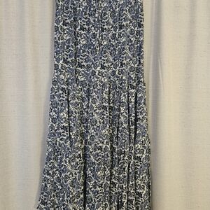 Womens Size Small Tiered Maurices Navy and Cream Floral Maxi Skirt